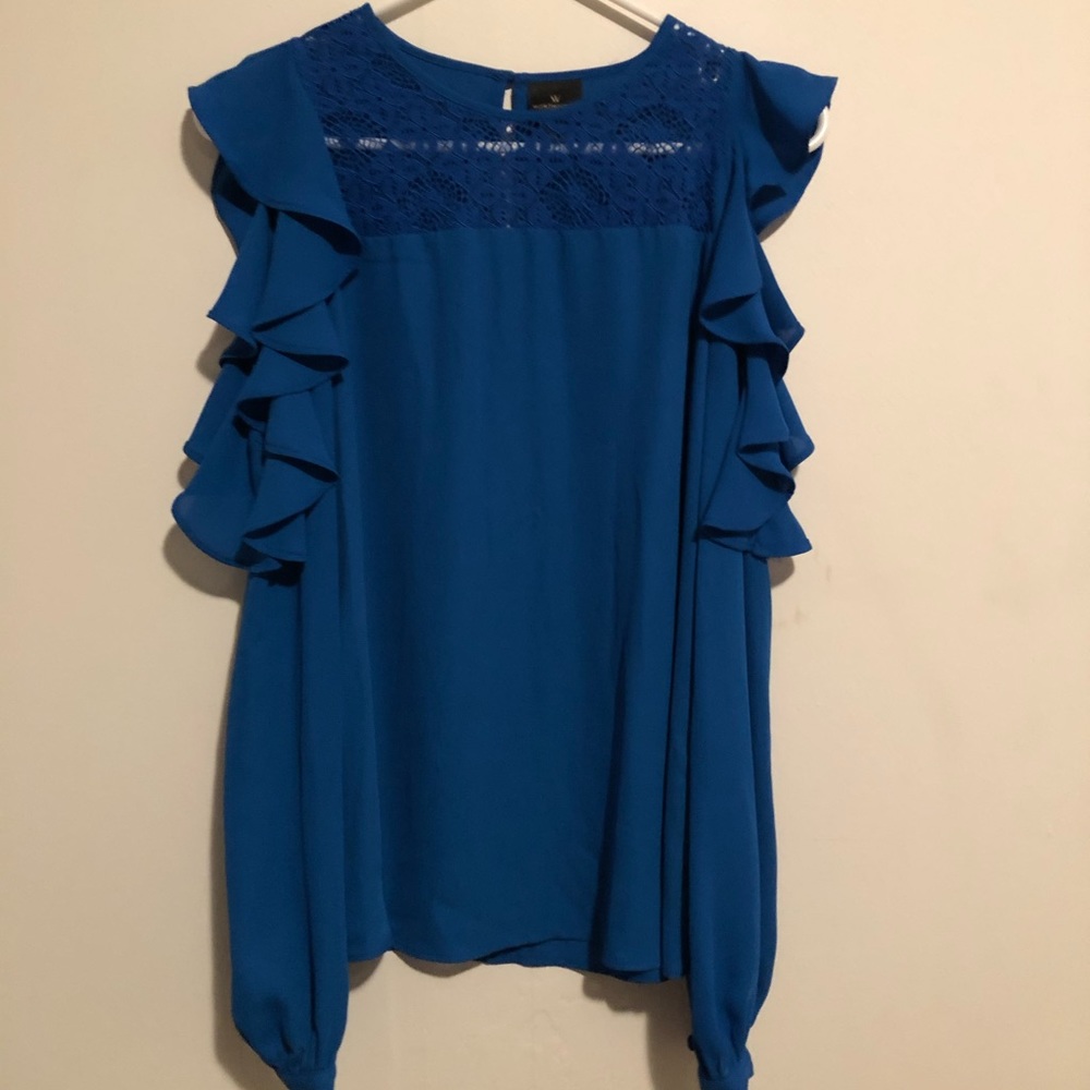 Royal blue cold shoulder dress shirt size XS